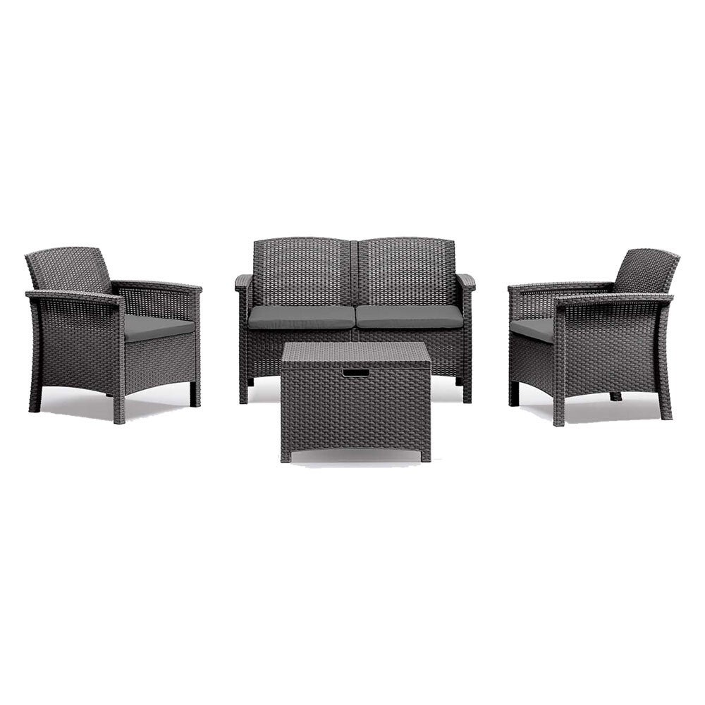 Set salotto da giardino BICA Venezia II antracite effetto rattan 4 posti con cuscini - cod. 6129601