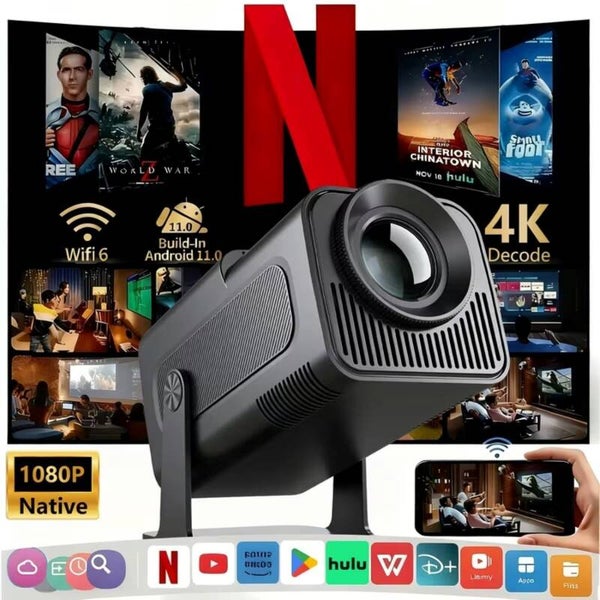 JUBILEE-CARE - Home Theater Mini Projector with Android 11 WIFI 6 Bluetooth 5.4 4K 1080P
