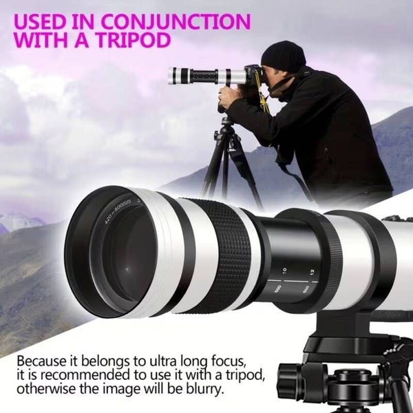 JUBILEE-CARE - Super Telephoto Lens for Canon Nikon Sony 420-800mm F/8.3-16 Long Focus Manual Zoom T Type Mount Compatible with Various Camera Models