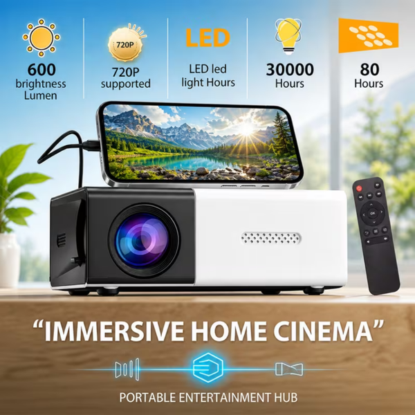 Kalandula Steel -  Portable Mini Projector 720P Native Resolution USB SD AV