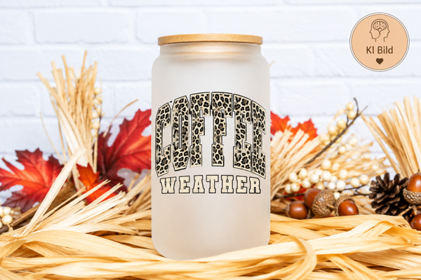 Trinkglas 470 ml / 16 oz ☕🐆🤎 Coffee Weather Leo