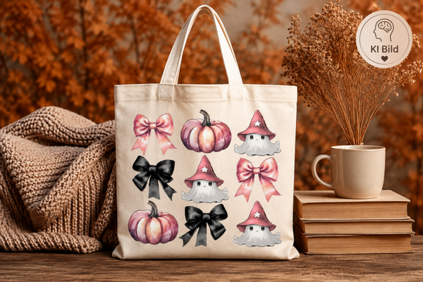 Baumwollstoffbeutel Pink Halloween 🎃🩷👻