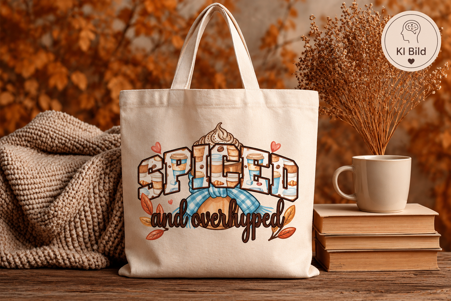 Baumwollstoffbeutel  SPICED & OVERHYPED 🍂☕