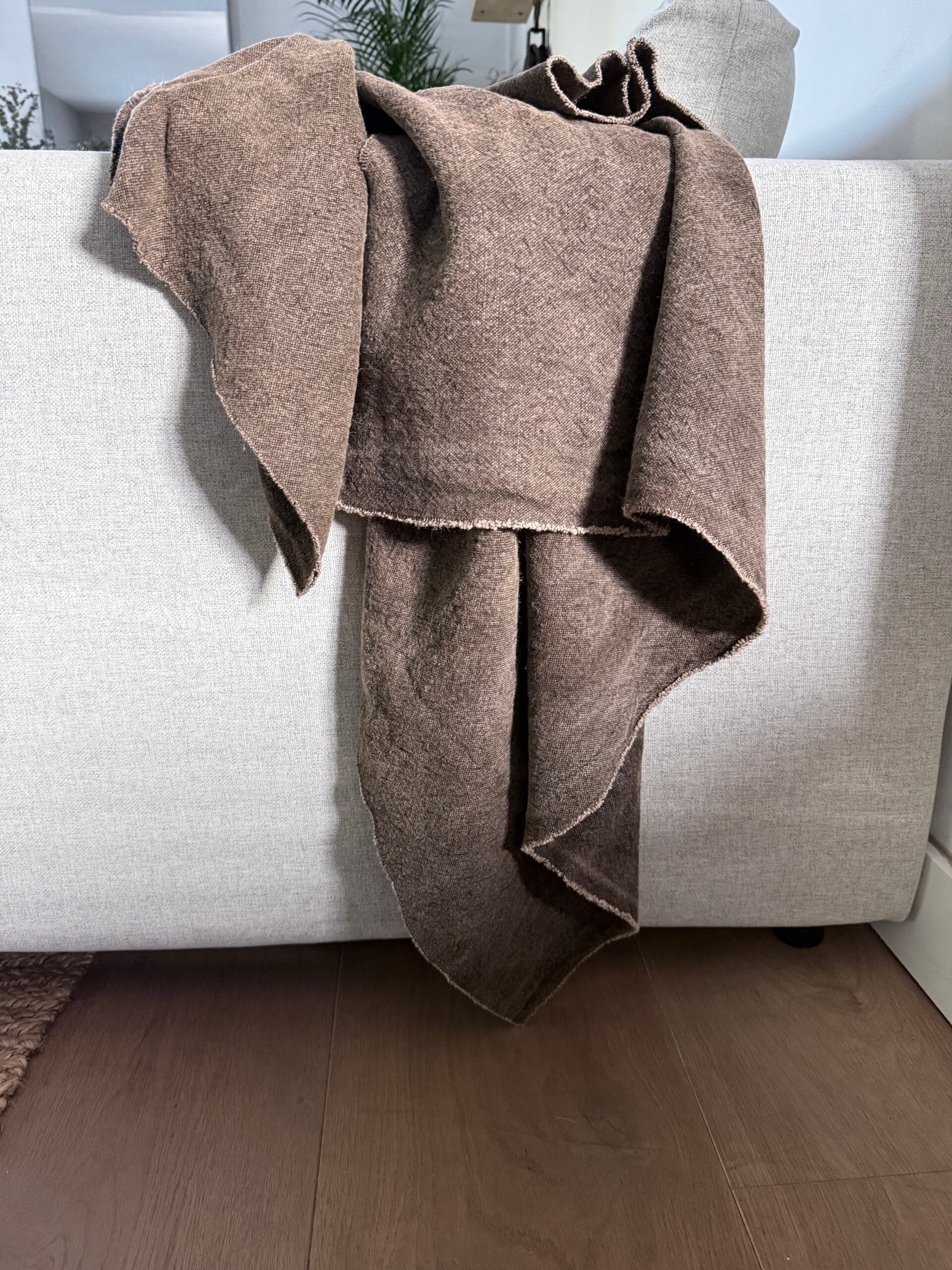Stoere linnen plaid 100 x 145 cm - handgeverfd