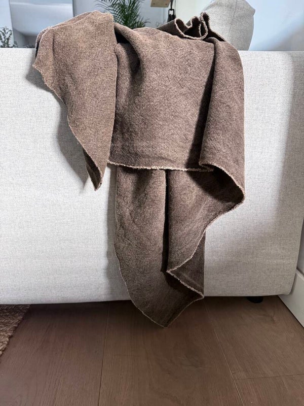 Stoere linnen plaid 100 x 145 cm - handgeverfd
