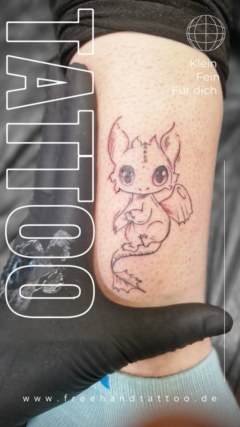 Ohnezahn Drache Finline Tattoo 