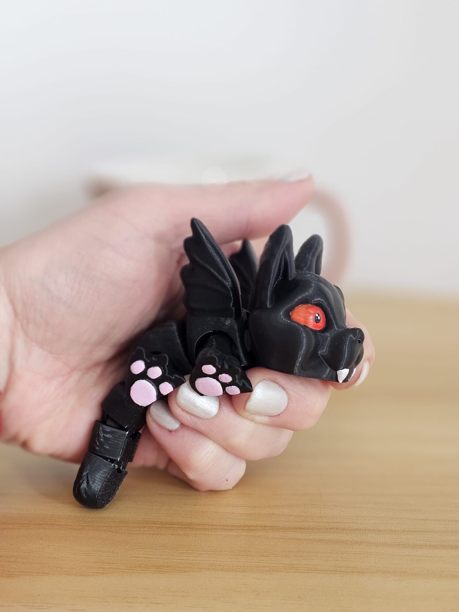 Petit chat/dragon articulé 11 cm - figurine 3D peinte à la main - Décoration / jouet