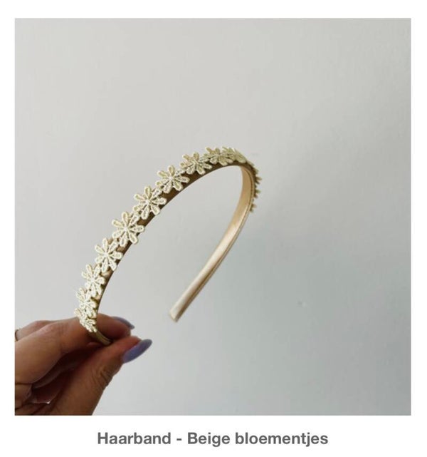Haarband beige bloemetjes