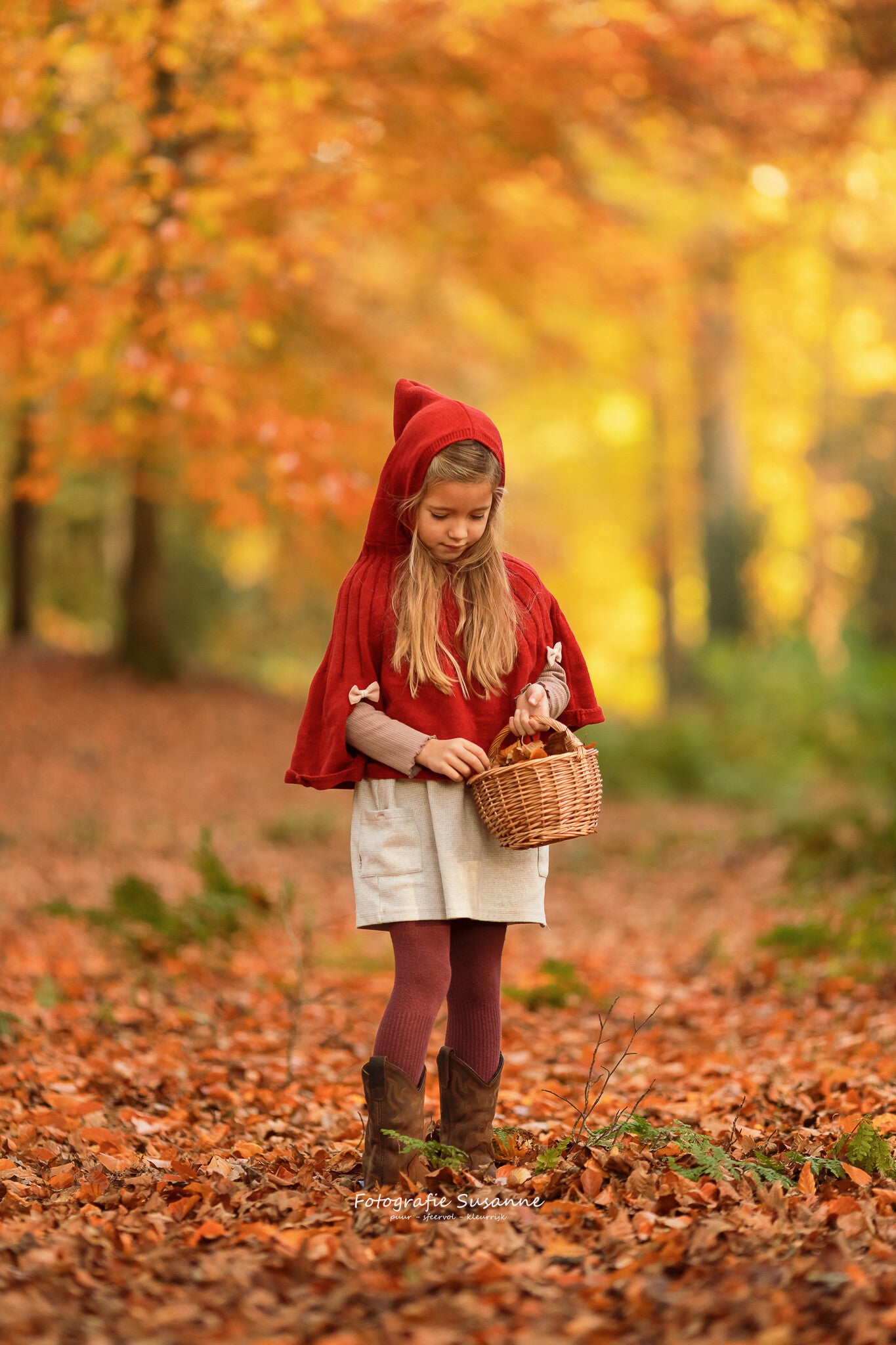 Meisje in herfstbos