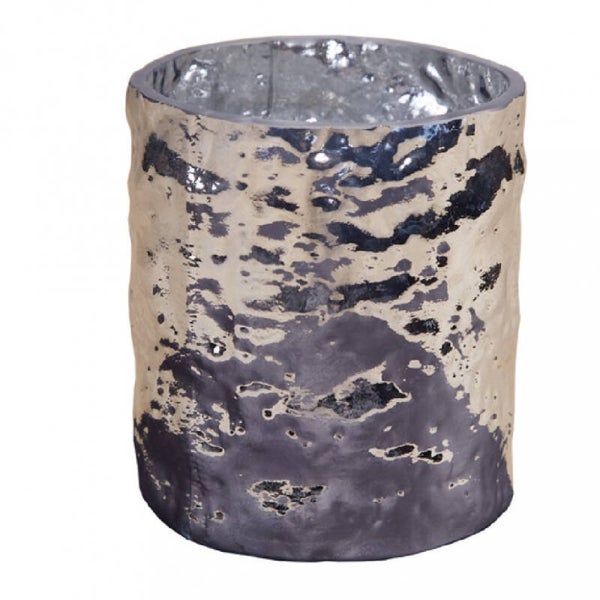 Windlicht/Vaas Gloria petit zilver glas