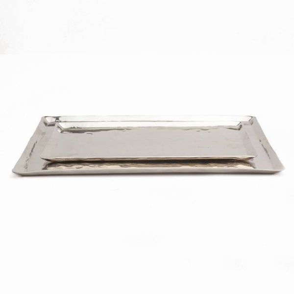 Aluminium gehamerd dienbladen - per set van 2