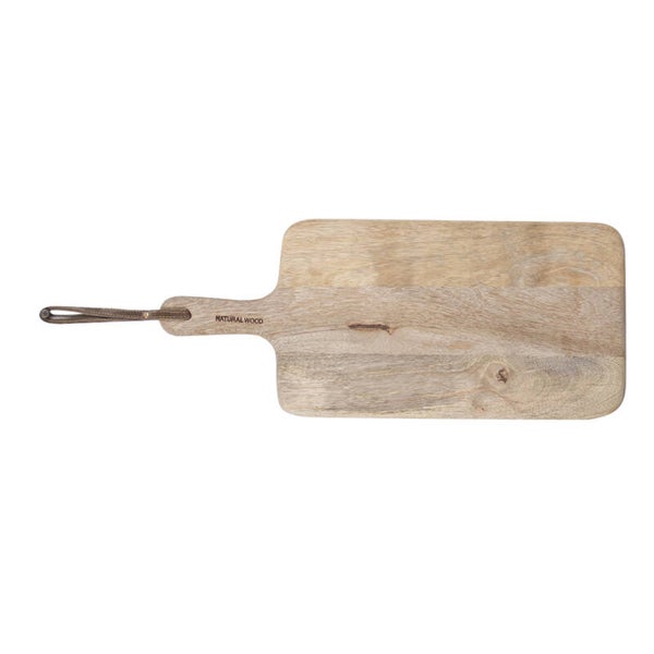 Houten Snijplank / Borrelplank – Mangohout met Buffelleer Koord