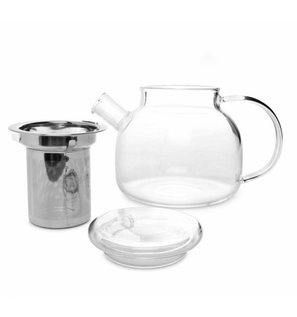 THEEPOT GLAS 0.75L MET INOX FILTER ONA VIENNA EN GLAZEN DEKSEL