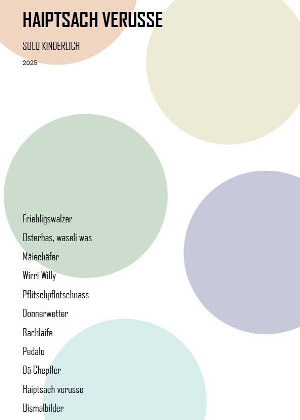 Liederheft "Haiptsach verusse" mit Downloadlink zu den Audios und Instrumentals