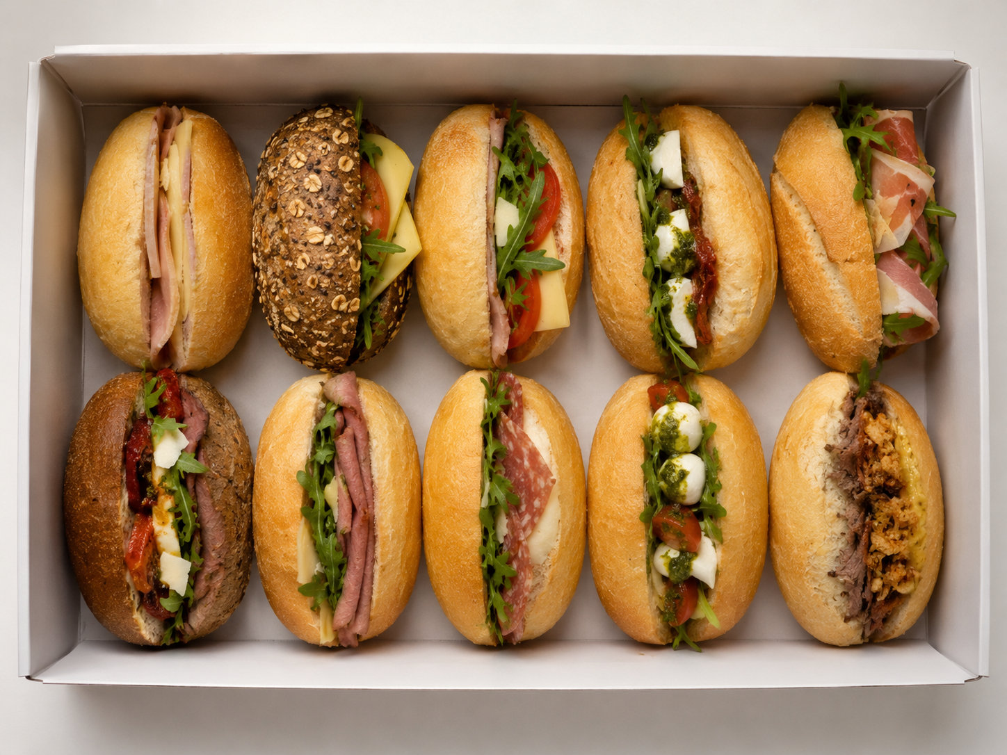 Mix standaard en Luxe lunchbox 10 broodjes