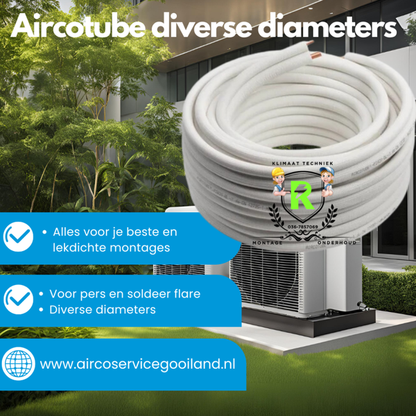 30 meter Aircotube gecombineerde geïsoleerde koelleiding diverse diameters!