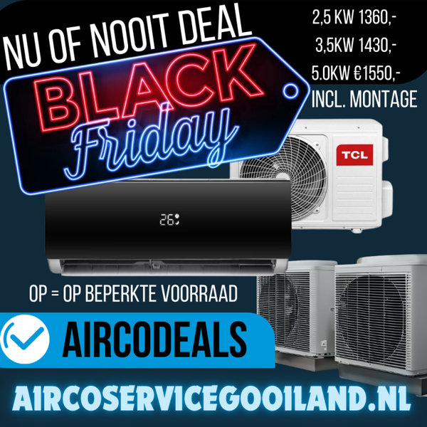 TCL Split Airco black compleet incl aansluit set