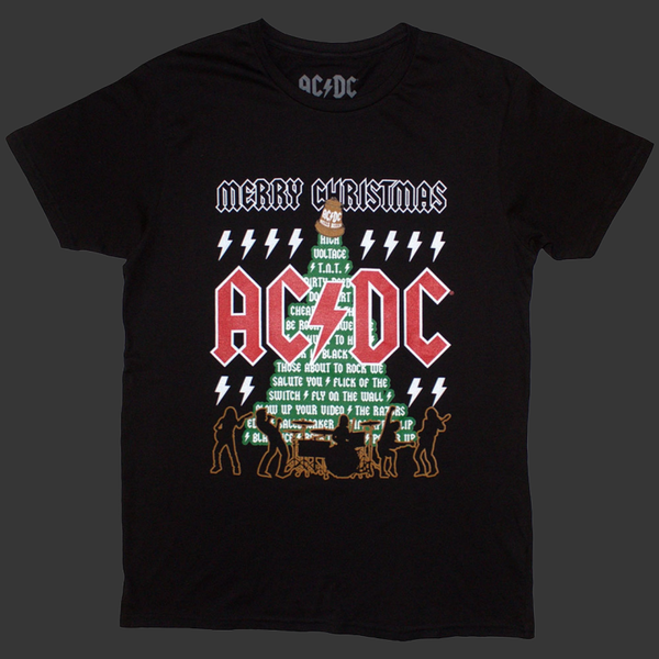 AC/DC Unisex T-Shirt: Merry Christmas (Black) - Large
