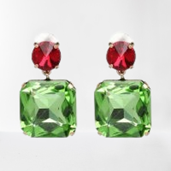 Red and Green Drop Earrings