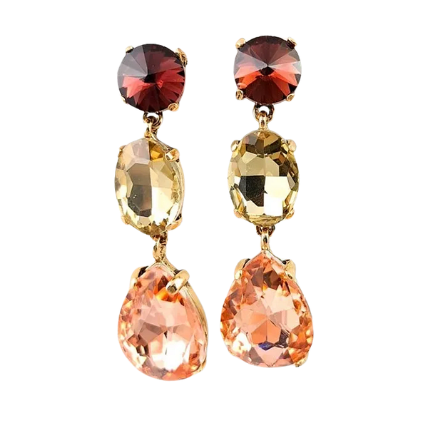 Red, Gold and Champagne Dangle Earrings