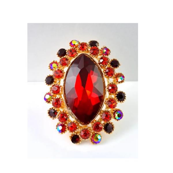 Festive Red Adjustable Ring