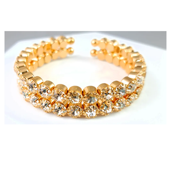 Open Cuff Flexible Rhinestone Bracelet