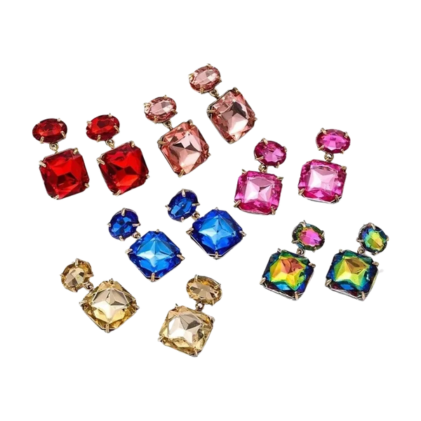Rhinestone Square Drop Earrings