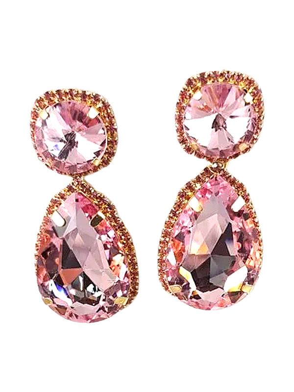 Light Pink or Light Green Rhinestone Earrings