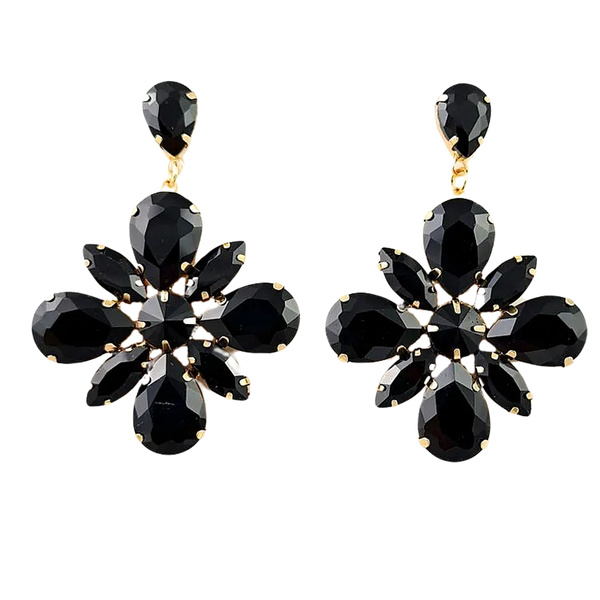 Black Floral Statement Earrings