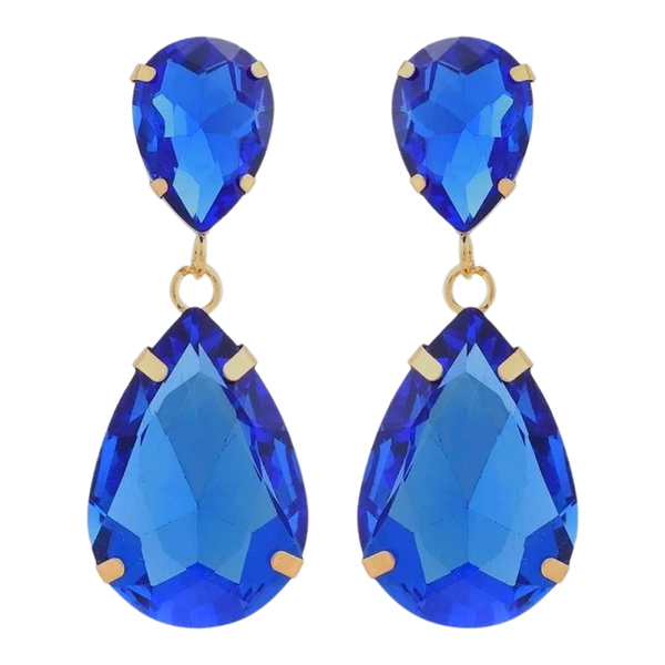 Navy Blue Rhinestone Earrings
