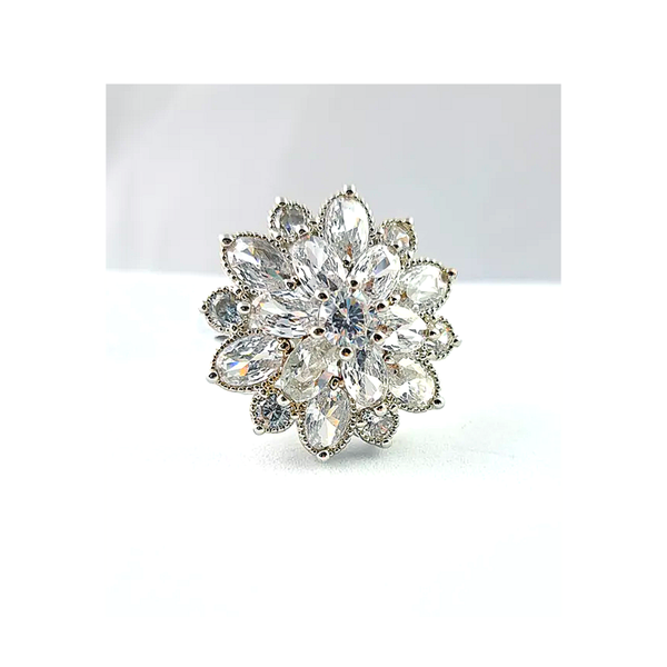 Sparkling Crystal Flower Ring