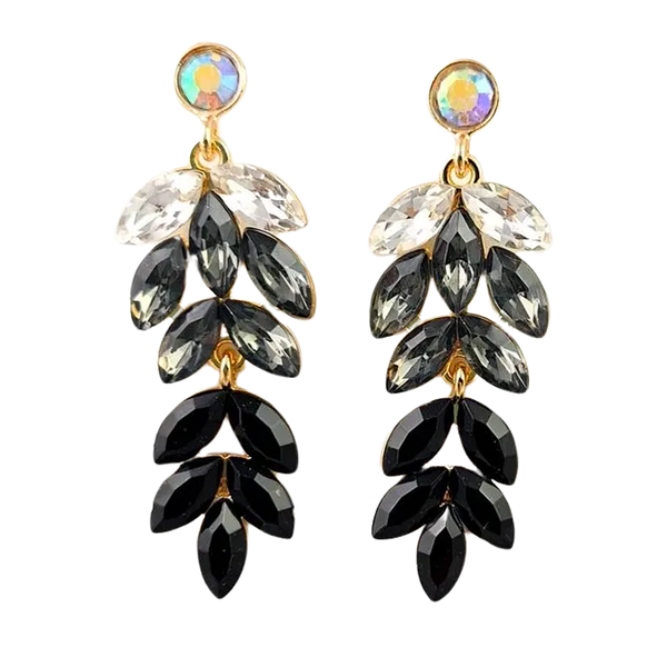 Dazzling Black Ombre Leaf Earrings