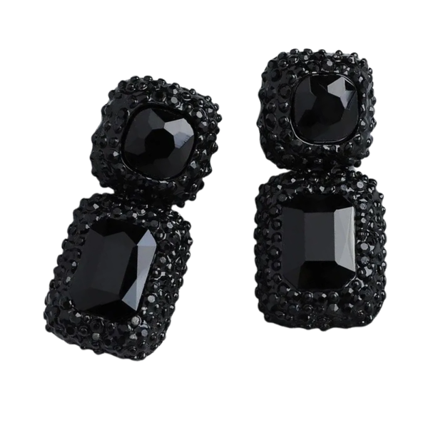 Black Square Drop Earrings