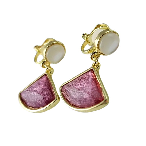 Mauve Fan Clip-on Earrings