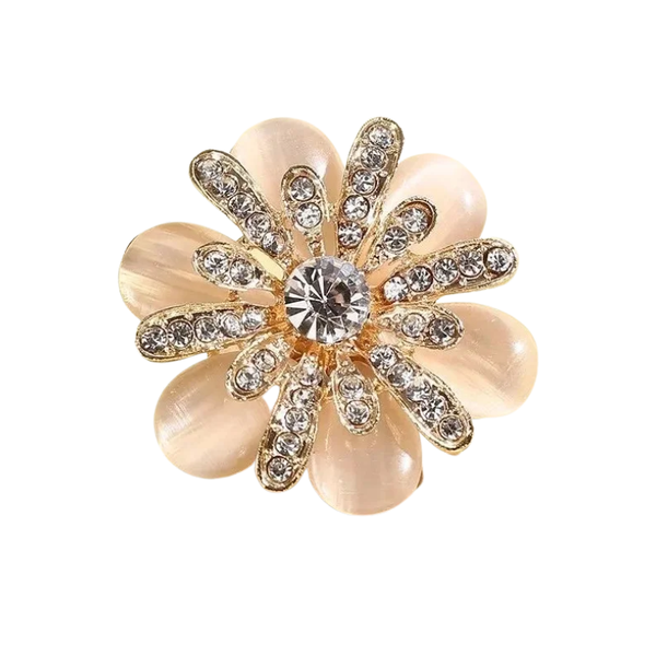 Pale Pink Acrylic and Rhinestone Adjustable Ring