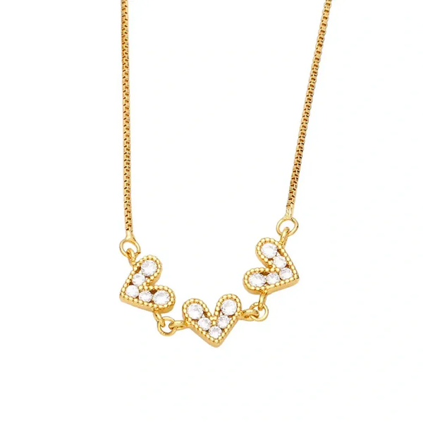 18K Gold-plated Three Hearts Necklace