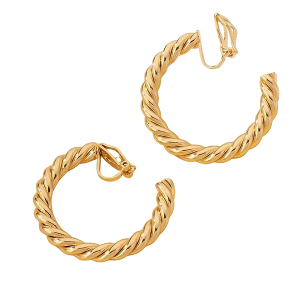 Twisted Gold Hoop Clip-On Earrings