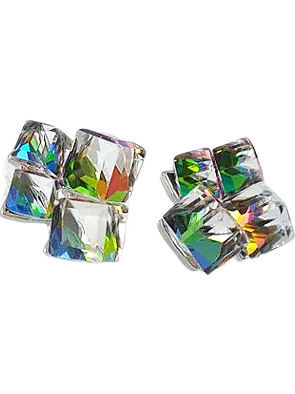 Colorful Crystal Block Stud Earrings