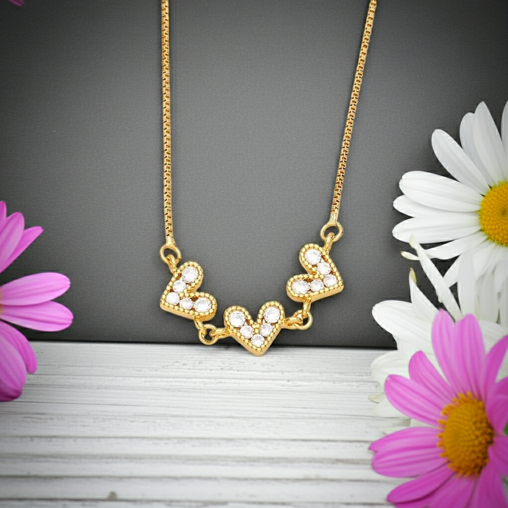 18K Gold-plated Three Hearts Necklace