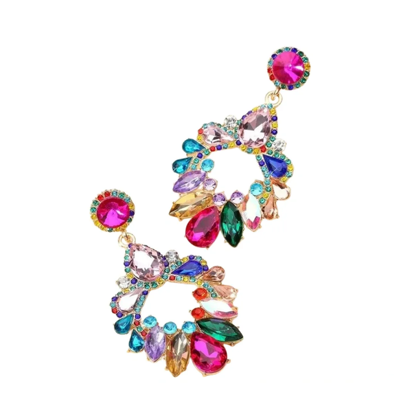 Colorful Vintage Crystal Drop Earrings