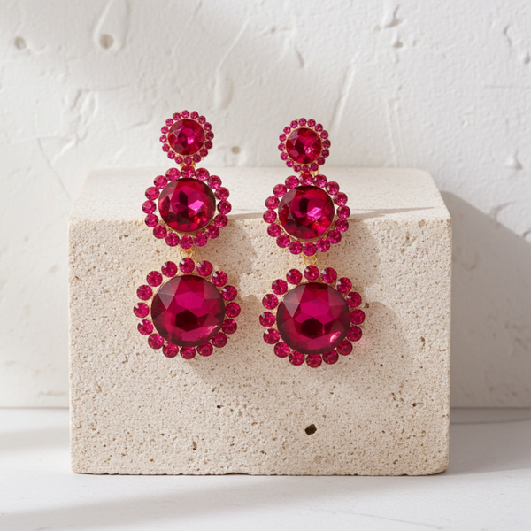 Rose Red Flower Earrings
