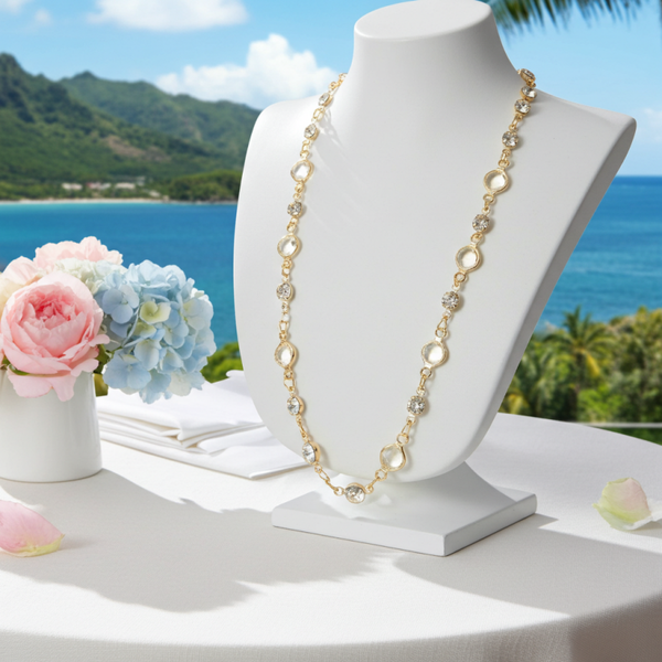 Clear Rhinestone Beaded Necklace