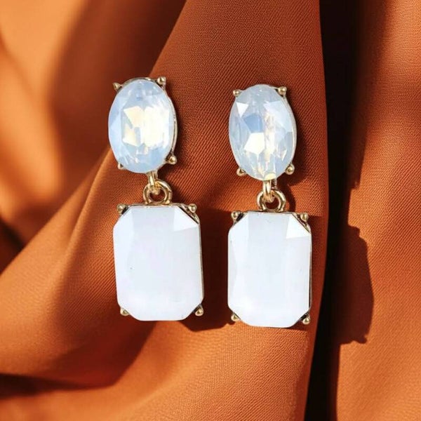 White Rhinestone Drop Earrings