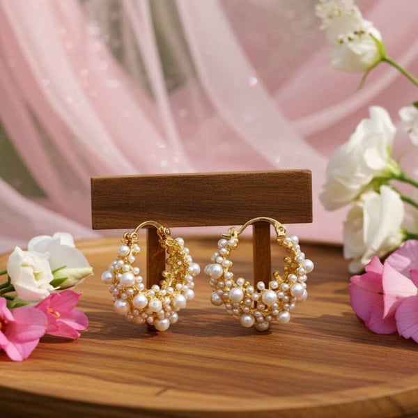 Pearl Mirage Hoop Earrings