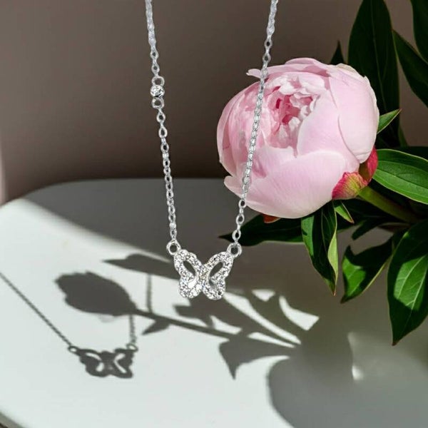 Silver Whimsy Butterfly Necklace