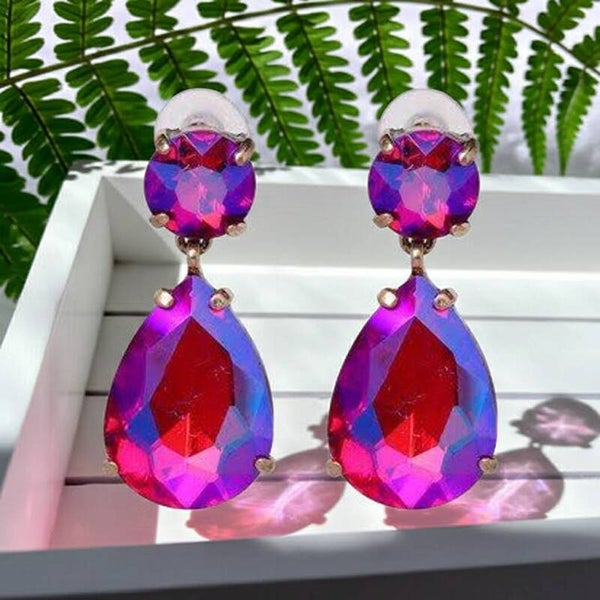 Pink Fire Cascade Dangle Earrings