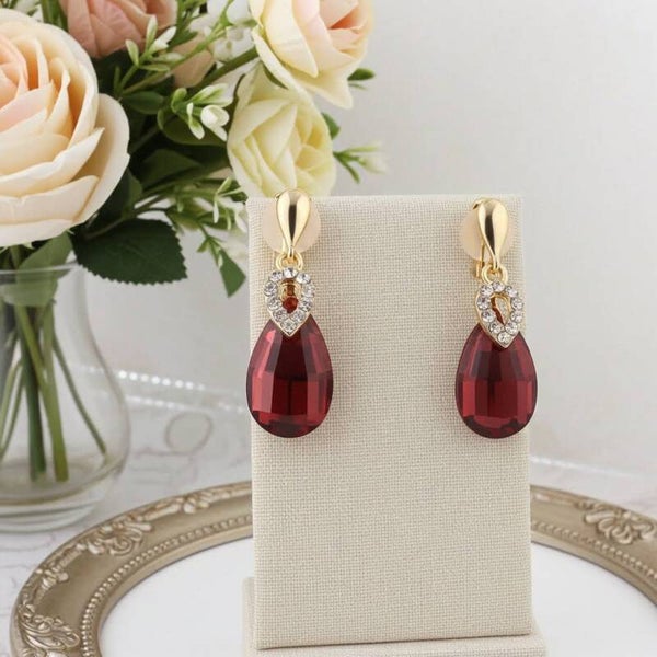 Dainty Rhinestone Clip-On Drop Earrings