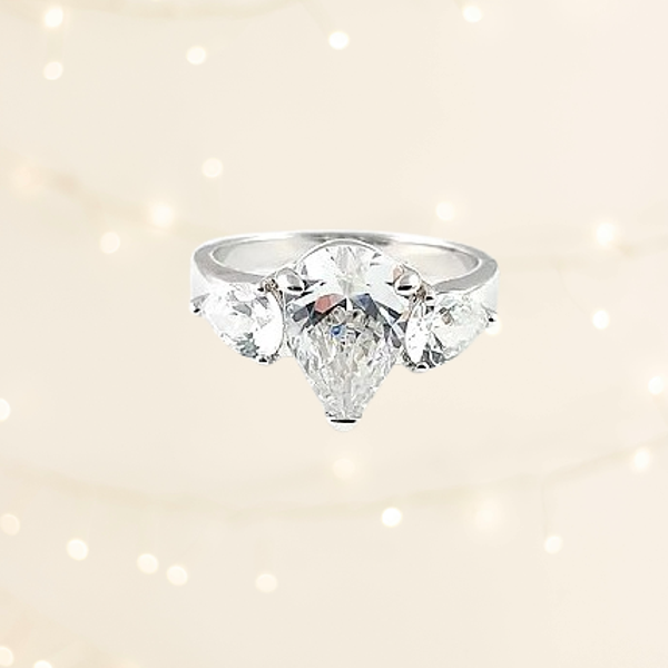 925 Sterling Silver Pear-shaped CZ Ring