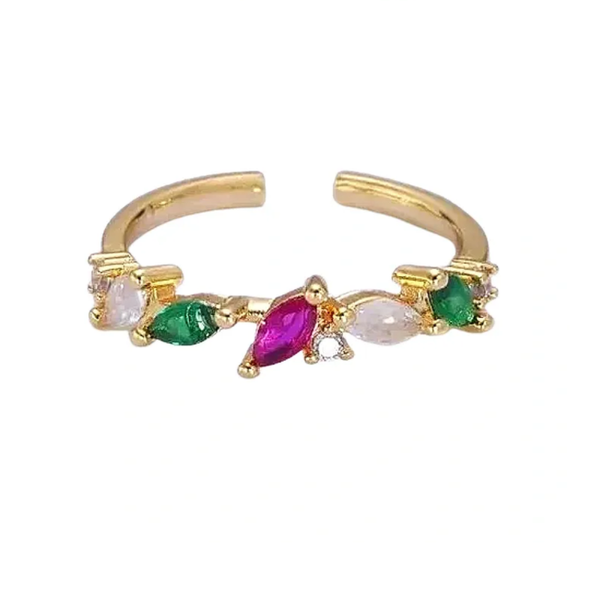 Multi-colored Stone Adjustable Ring