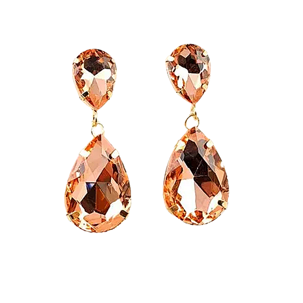 Peach Rhinestone Dangle Earrings